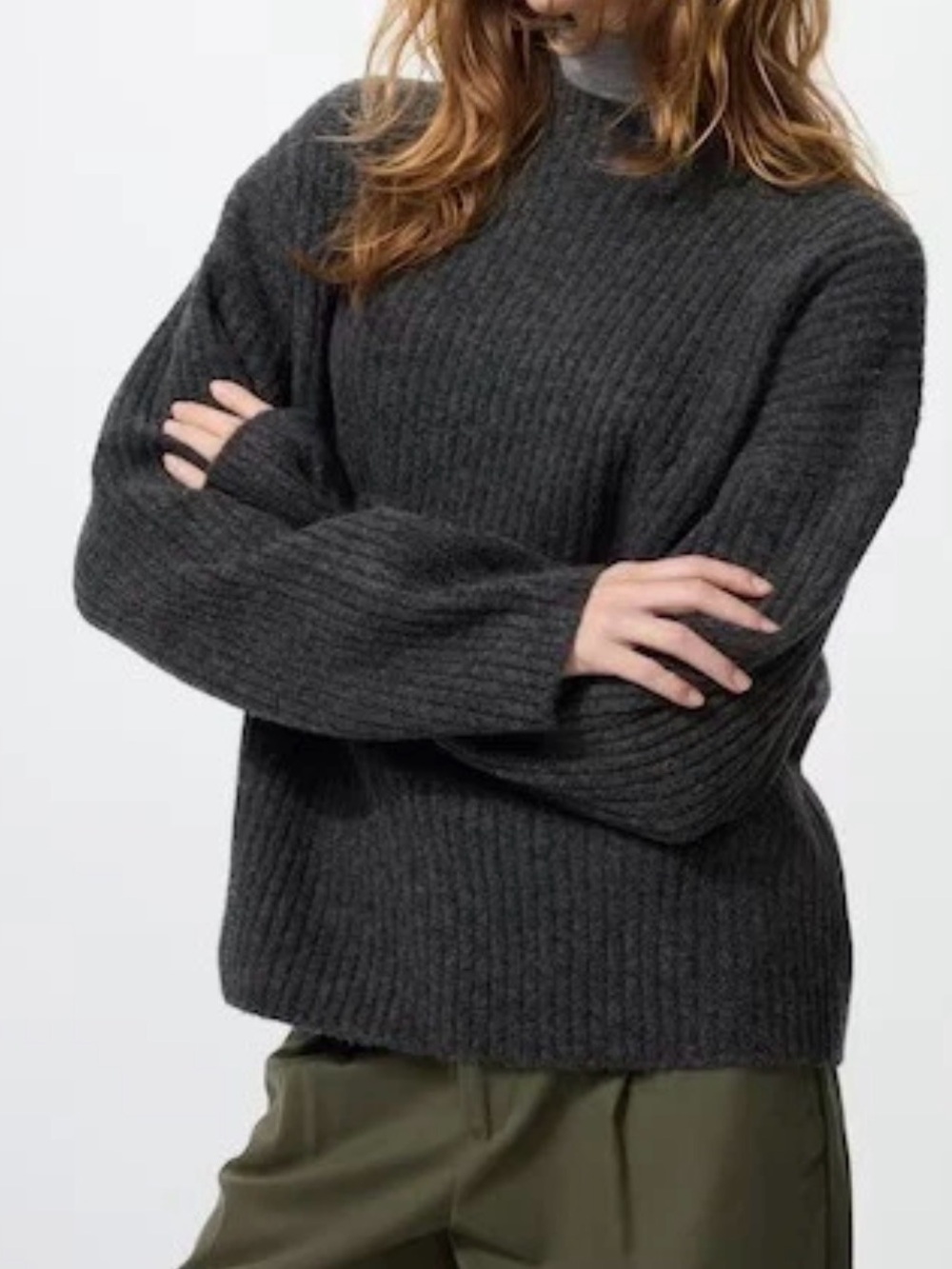 Uniqlo Souffle Yarn Sweater Wool Blend SZ XS Gray